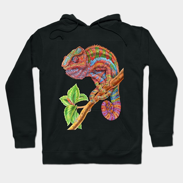 Panther Chameleon Hoodie by Tim Jeffs Art